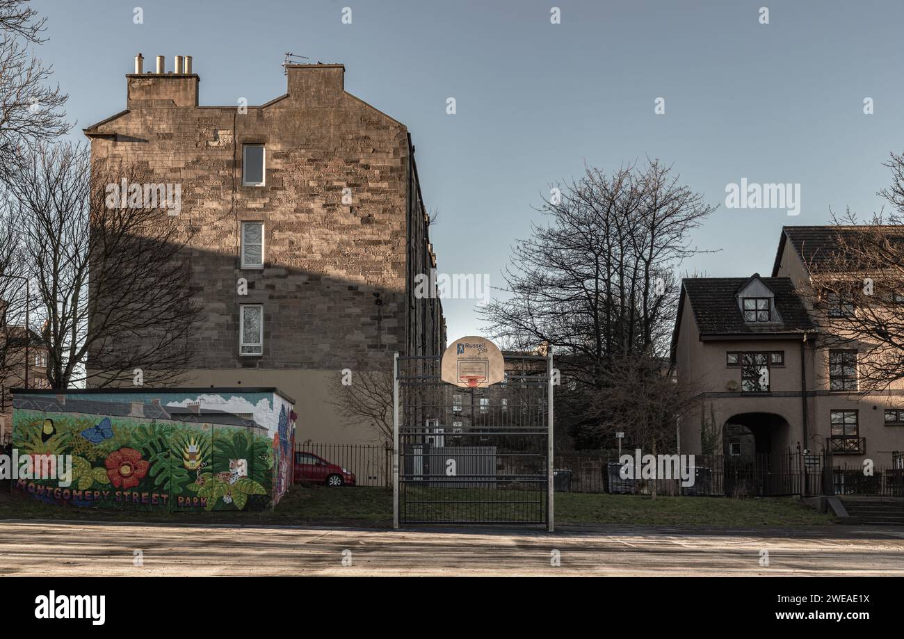 Edinburgh, Scotland, Jan 17, 2024 Basketball backboard with the orange hoop metal ring at