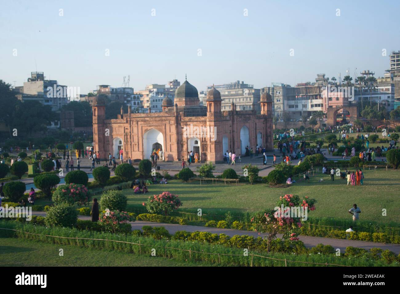Lalbagh Fort is a fort in the old city of Dhaka. Its name is derived from its neighborhood Lalbagh, which means Red Garden. The term Lalbagh refers to reddish and pinkish architecture from the Mughal period. The original fort was called Fort Aurangabad. Bangladesh. Stock Photo