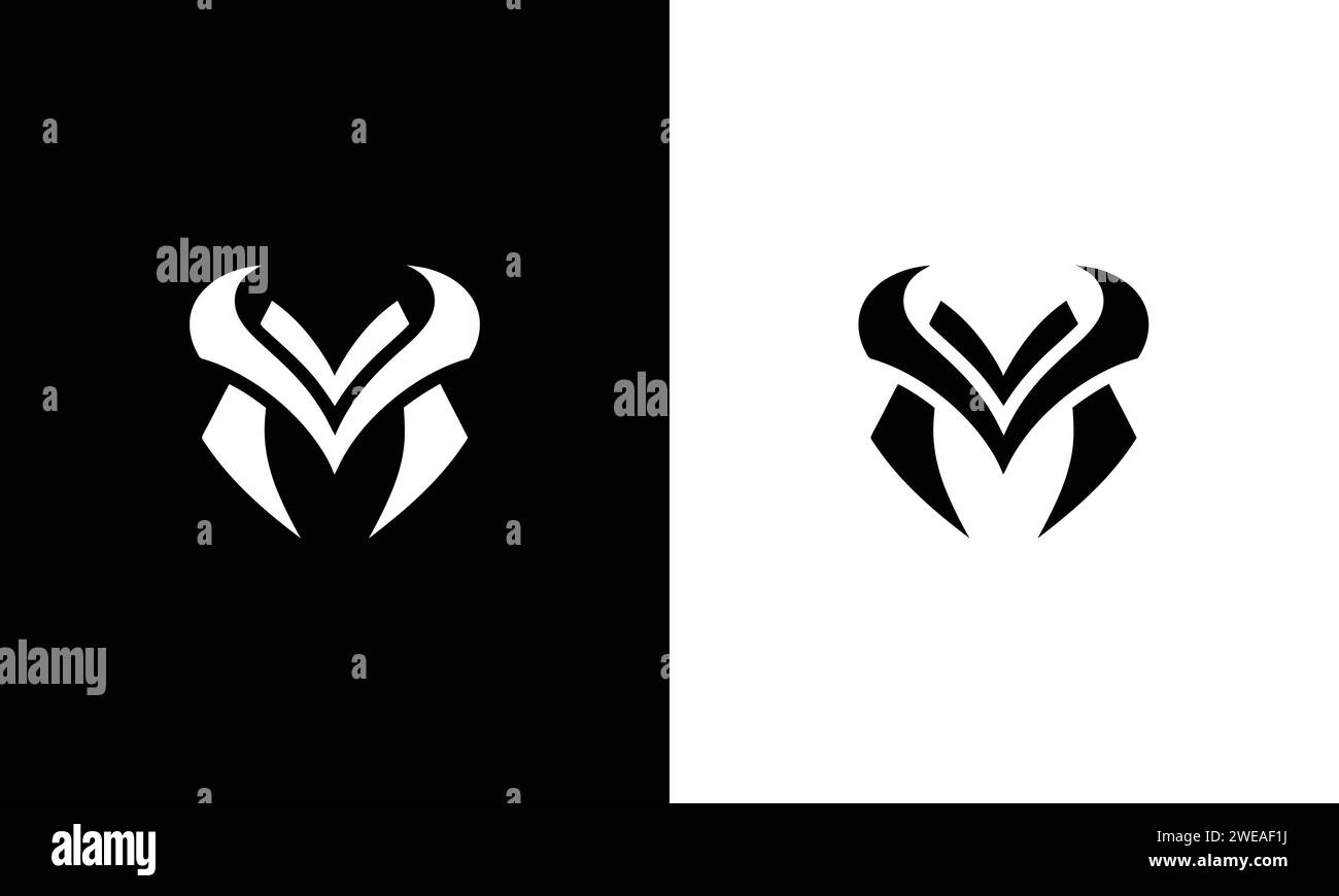 MV ,VM ,M ,V Letter Logo Design with Creative Modern Trendy Typography Stock Vector