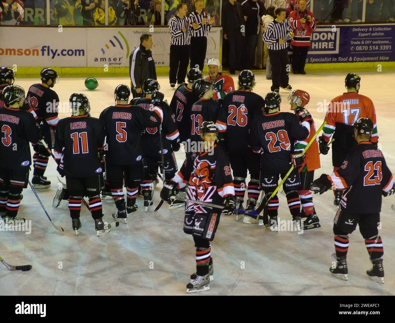 Cardiff Devils Ice hockey team, End of an era match at the Wales national Ice rink in Cardiff Wales 4th April 2006 Stock Photo