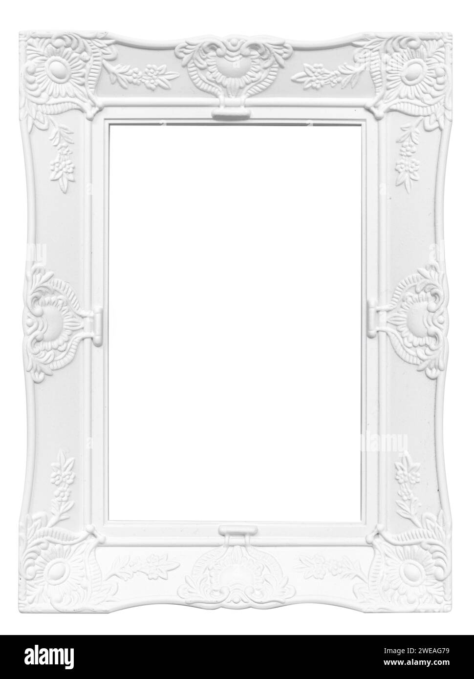 White picture frame isolated on white background. Template mockup Stock Photo