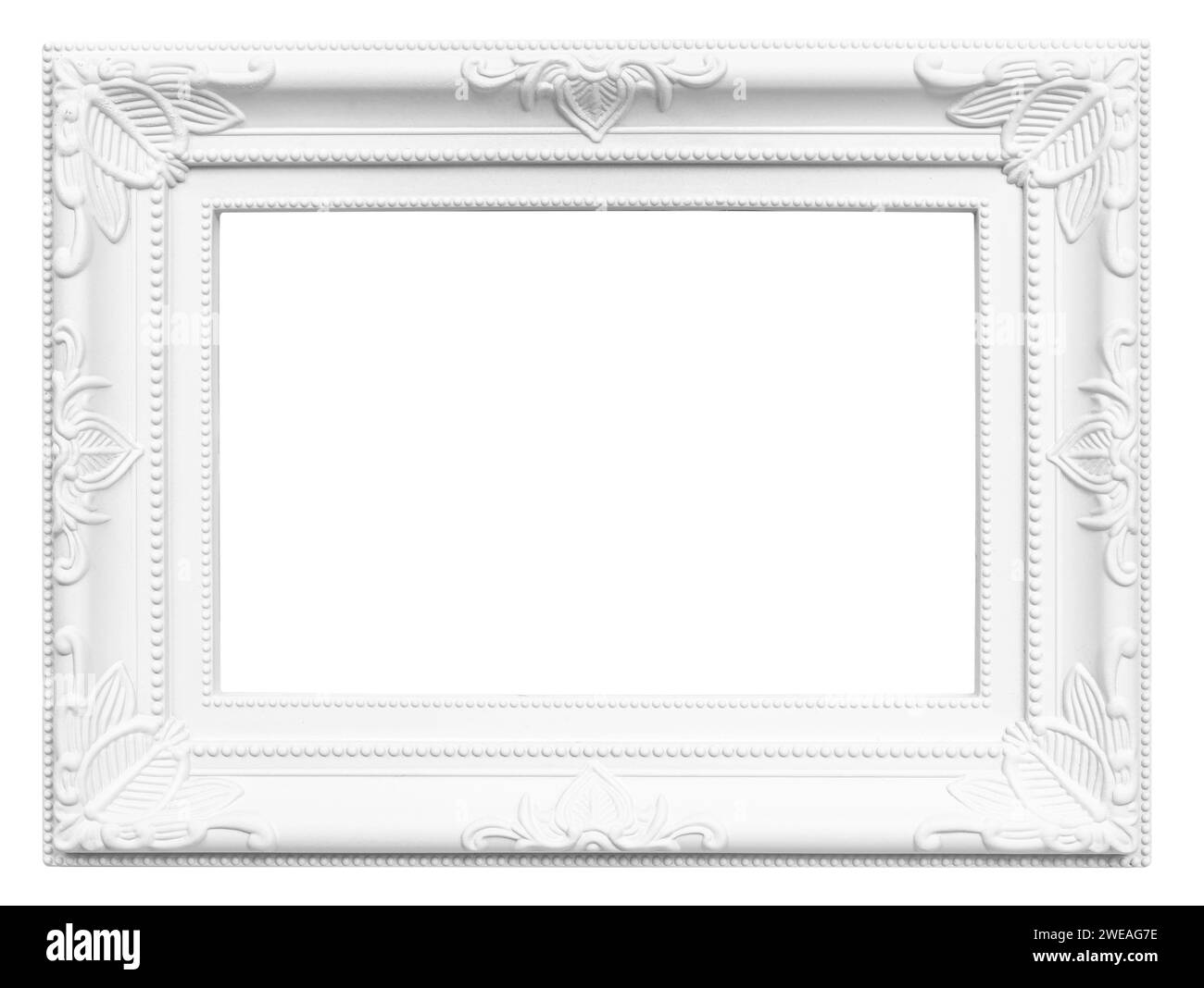 White picture frame isolated on white background. Template mockup Stock Photo