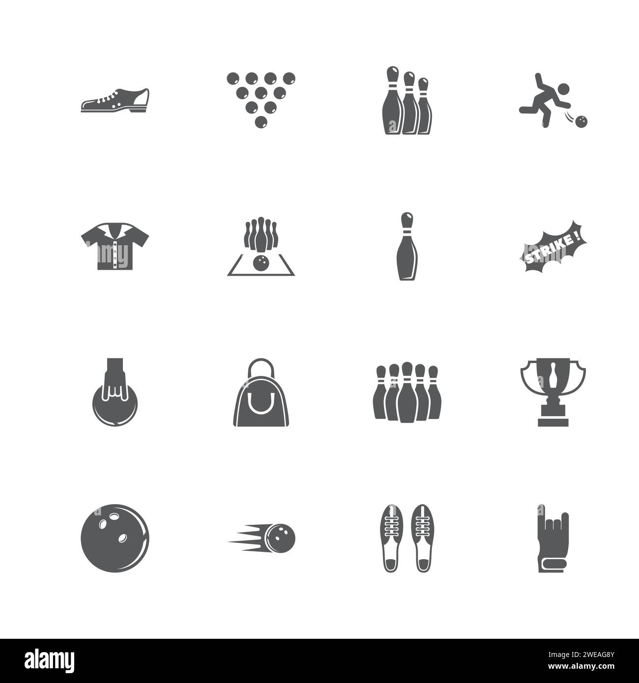 Bowling icons. Perfect black pictogram on white background. Flat simple vector icon. Stock Vector