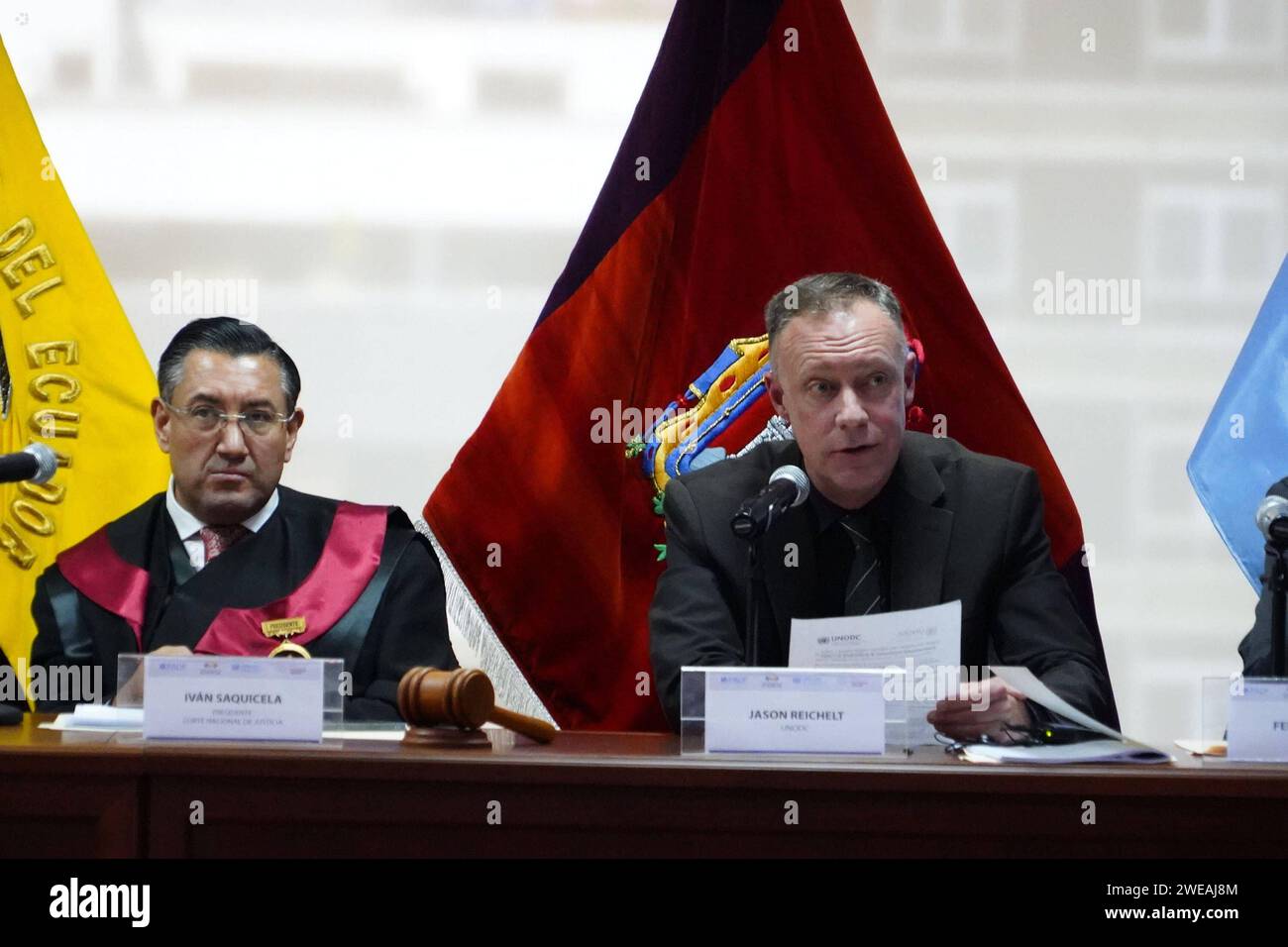 RESULTADOS EXAMEN CONTRA LA CORRUPCION CNJ Y ONU Quito 24 de enero 2024. Entrega de la UNODC de los resultados del examen de aplicacion de la convencion de las Naciones Unidas contra la Corrupcion. En la Corte Nacional de Justicia. API / DANIEL MOLINEROS Quito Pichincha Ecuador CLJ-RESULTADOSEXAMENCONTRALACORRUPCIONCNJYONU-80516c9785f9a350d1667b7357f93ee0 *** RESULTS OF THE EXAMINATION AGAINST CORRUPTION CNJ AND UN Quito January 24, 2024 Delivery by UNODC of the results of the review of the implementation of the United Nations Convention against Corruption At the National Court of Justice API Stock Photo