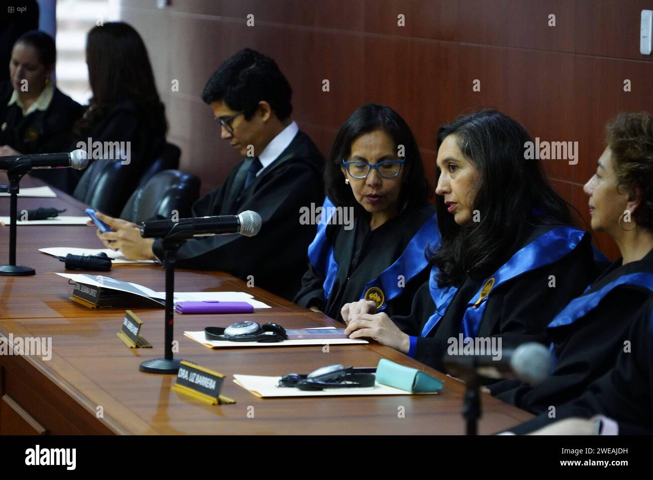 RESULTADOS EXAMEN CONTRA LA CORRUPCION CNJ Y ONU Quito 24 de enero 2024. Entrega de la UNODC de los resultados del examen de aplicacion de la convencion de las Naciones Unidas contra la Corrupcion. En la Corte Nacional de Justicia. API / DANIEL MOLINEROS Quito Pichincha Ecuador CLJ-RESULTADOSEXAMENCONTRALACORRUPCIONCNJYONU-db5c1df6c2a955ca6a69f0cdd9541f94 *** RESULTS OF THE EXAMINATION AGAINST CORRUPTION CNJ AND UN Quito January 24, 2024 Delivery by UNODC of the results of the review of the implementation of the United Nations Convention against Corruption At the National Court of Justice API Stock Photo