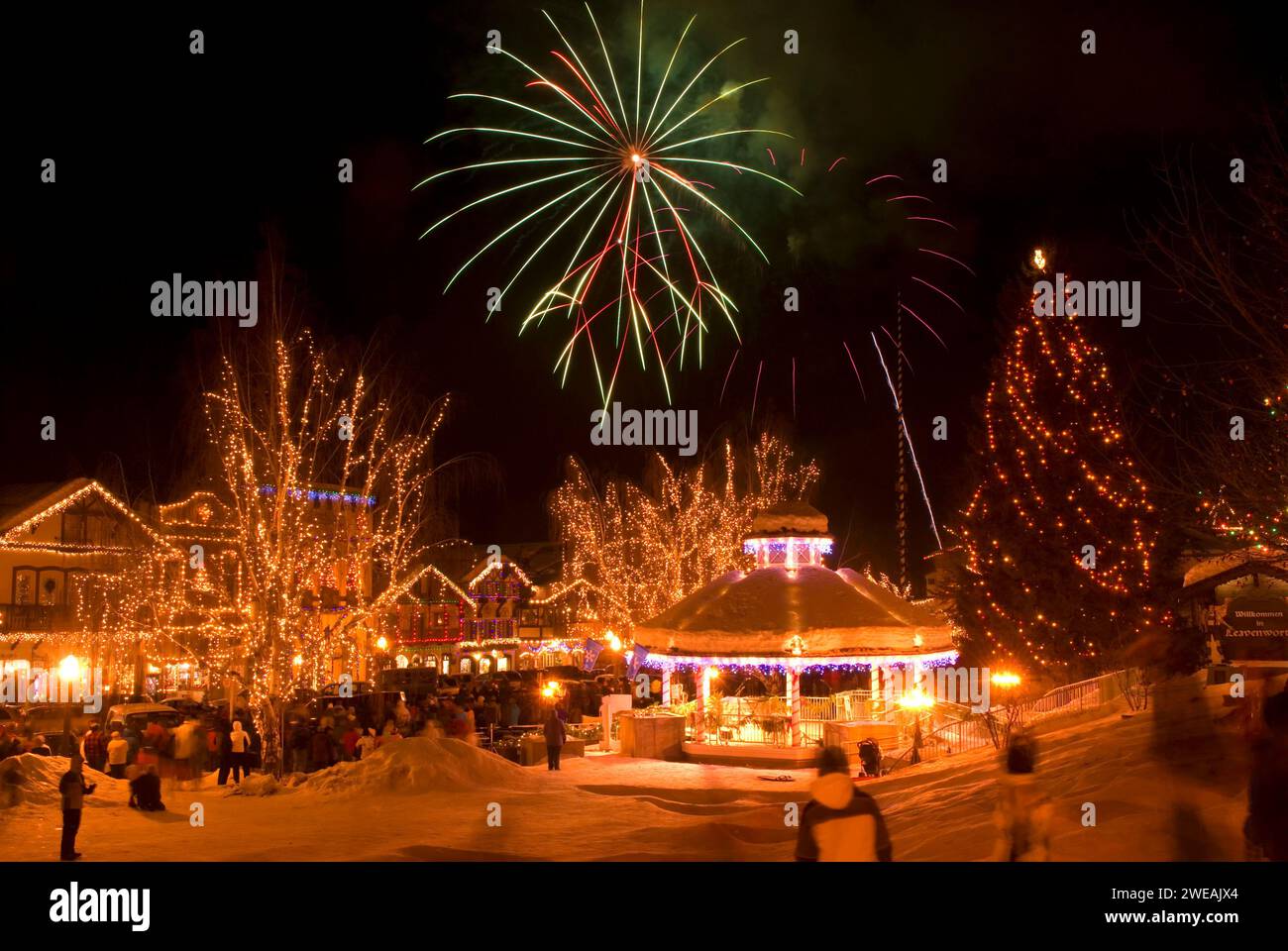 Ice Fest fireworks at Gazebo, Front Street Park, Leavenworth