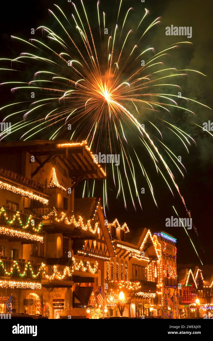 Ice Fest fireworks, Leavenworth, Washington Stock Photo Alamy