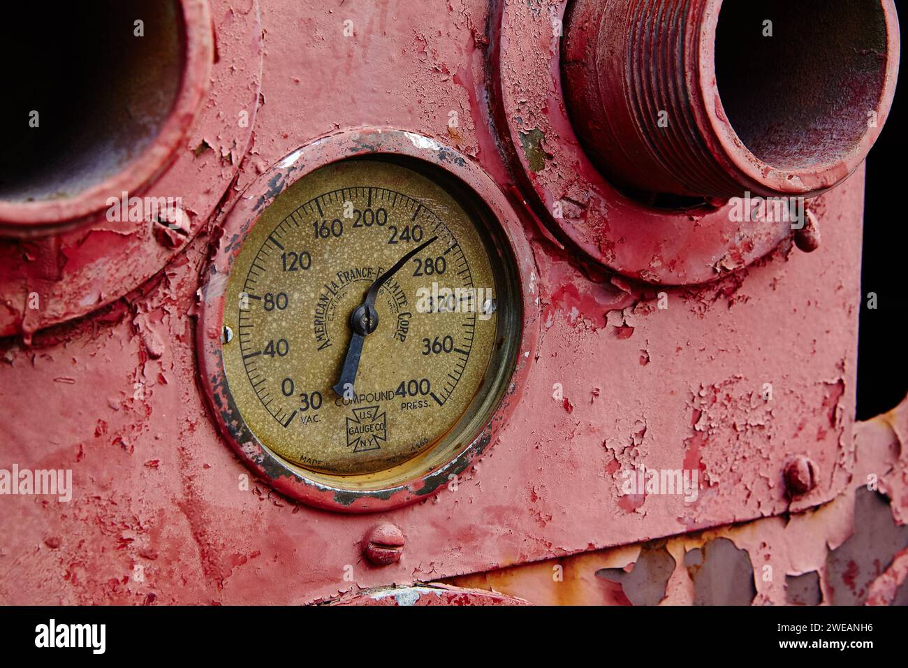 Vintage Industrial Pressure Gauge with Peeling Paint Detail Stock Photo ...