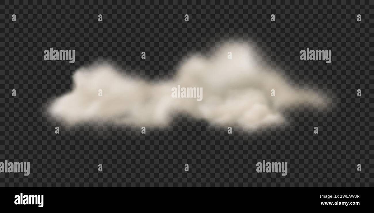 White realistic fluffy cloud isolated on transparent background Stock ...