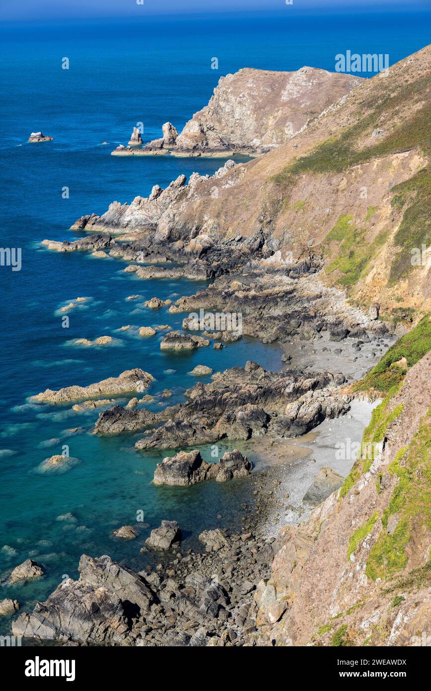 Cliffs and coastline on the Cotentin peninsula, Normandy, France Stock