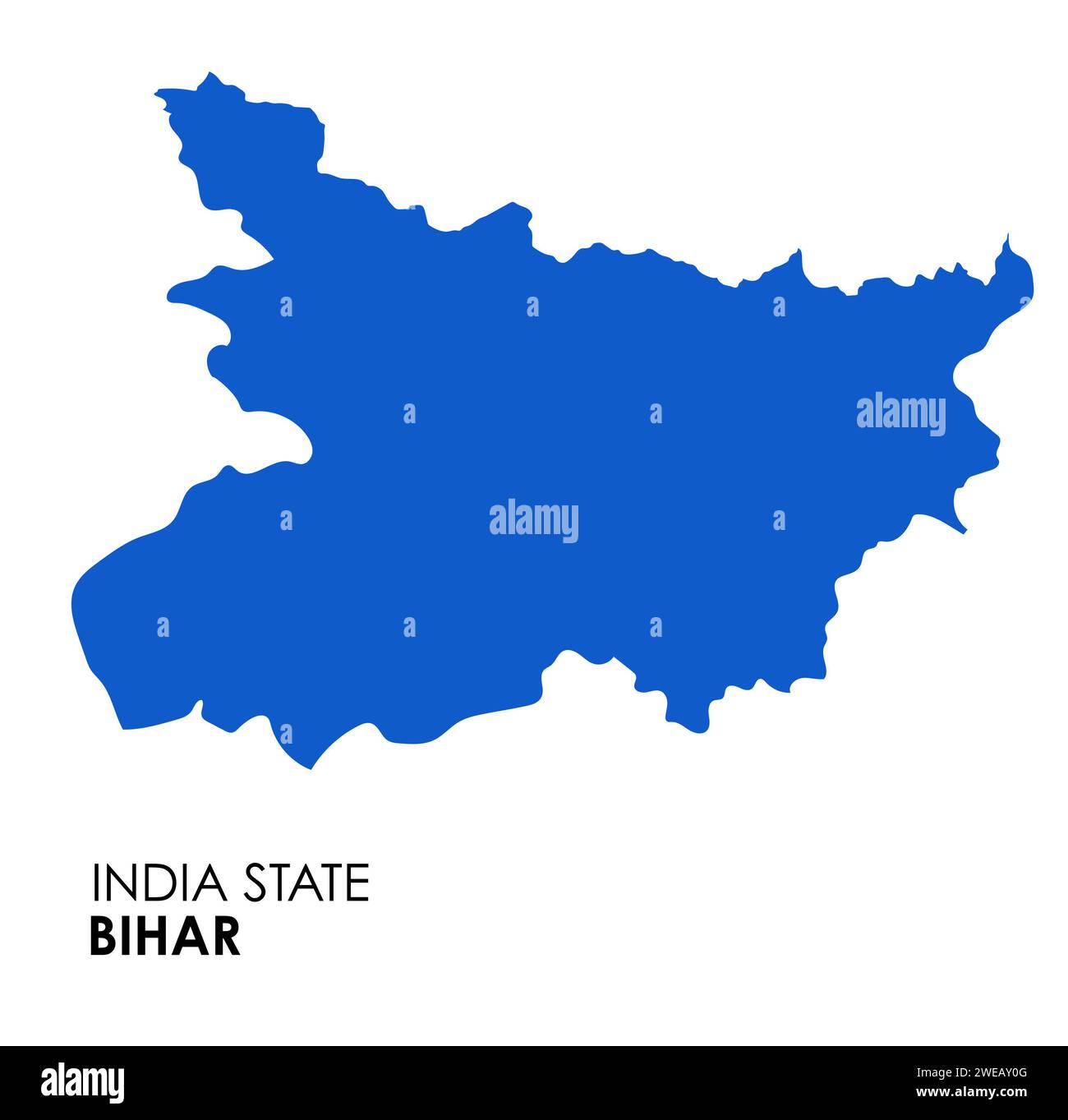 Bihar map of Indian state. Bihar map vector illustration. Bihar vector map on white background. Stock Photo