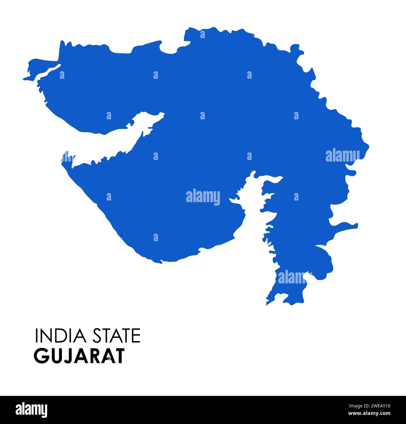 Gujarat map of Indian state. Gujarat map vector illustration. Gujarat map on white background. Stock Photo