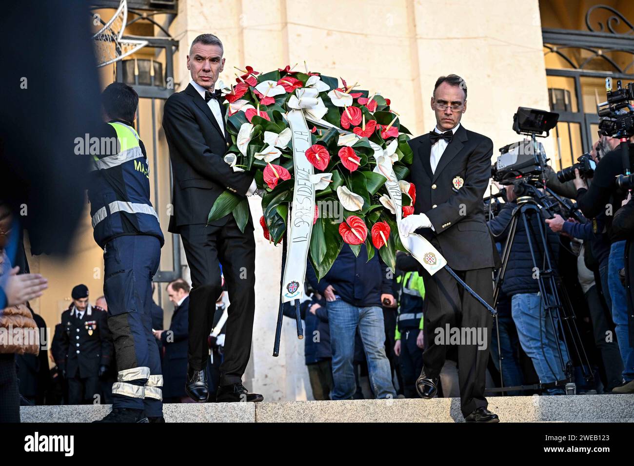 Cagliari, Italy. 24th Jan, 2024. Corona di Fiori, Flowers crown during ...