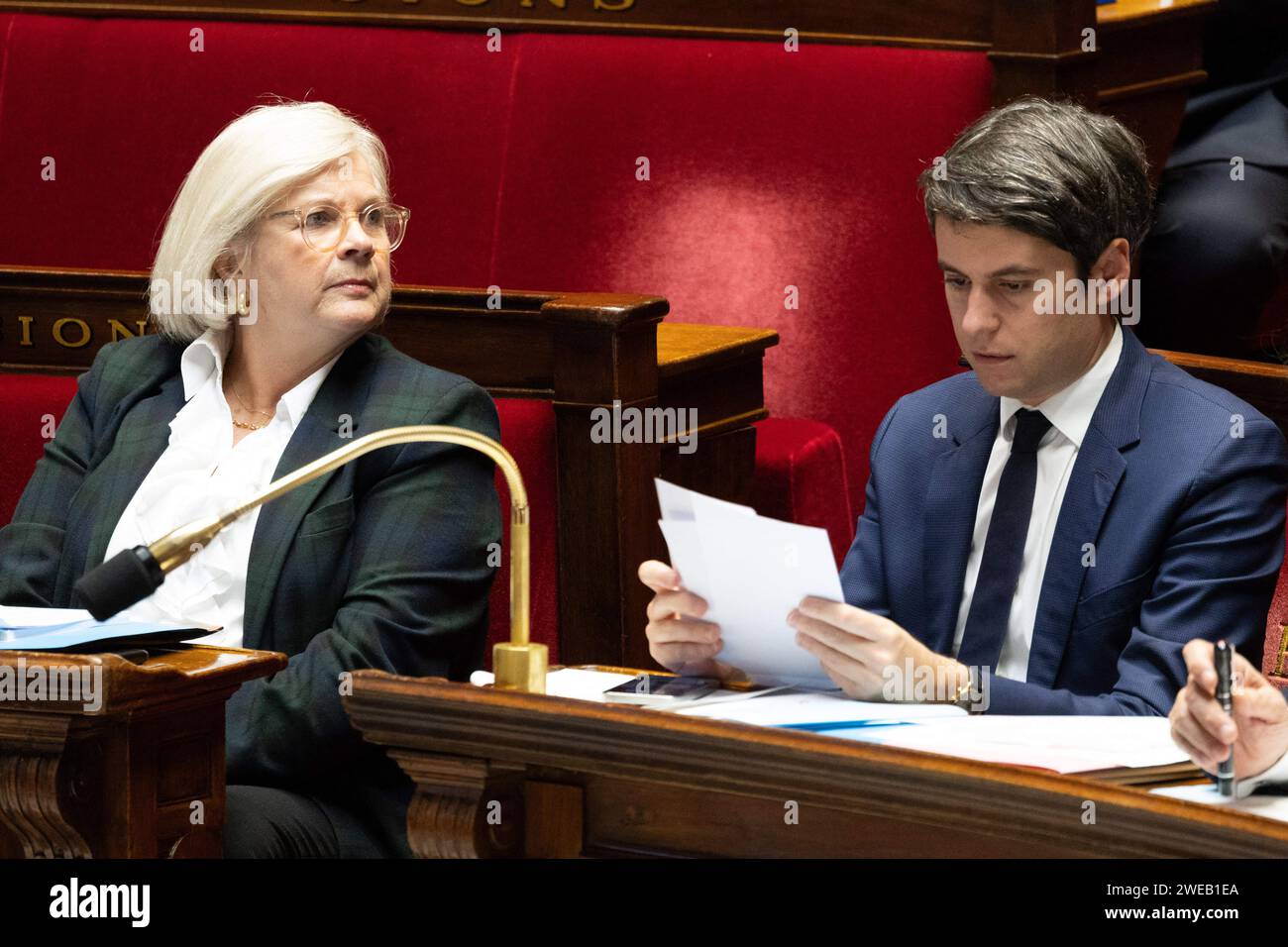 Paris, France. 24th Jan, 2024. French Prime Minister Gabriel Attal
