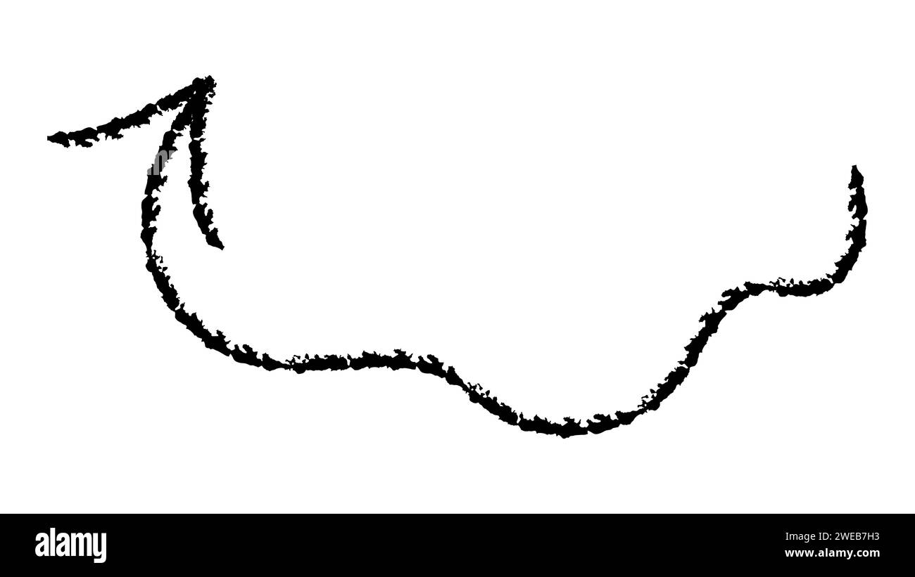 Hand drawn crayon chalk charcoal line arrows set. curvy and wavy arrows ...