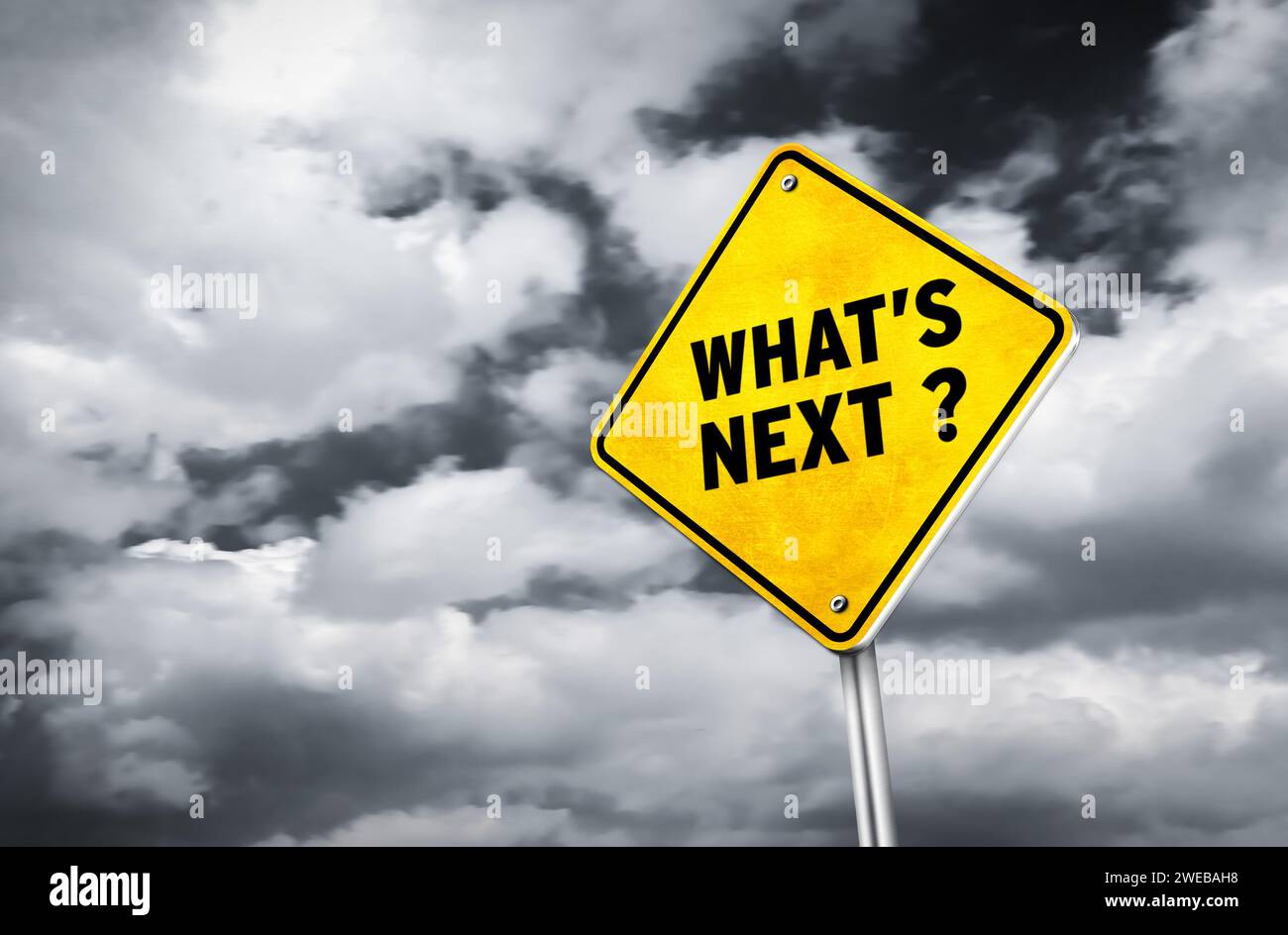 What's next traffic sign concept Stock Photo