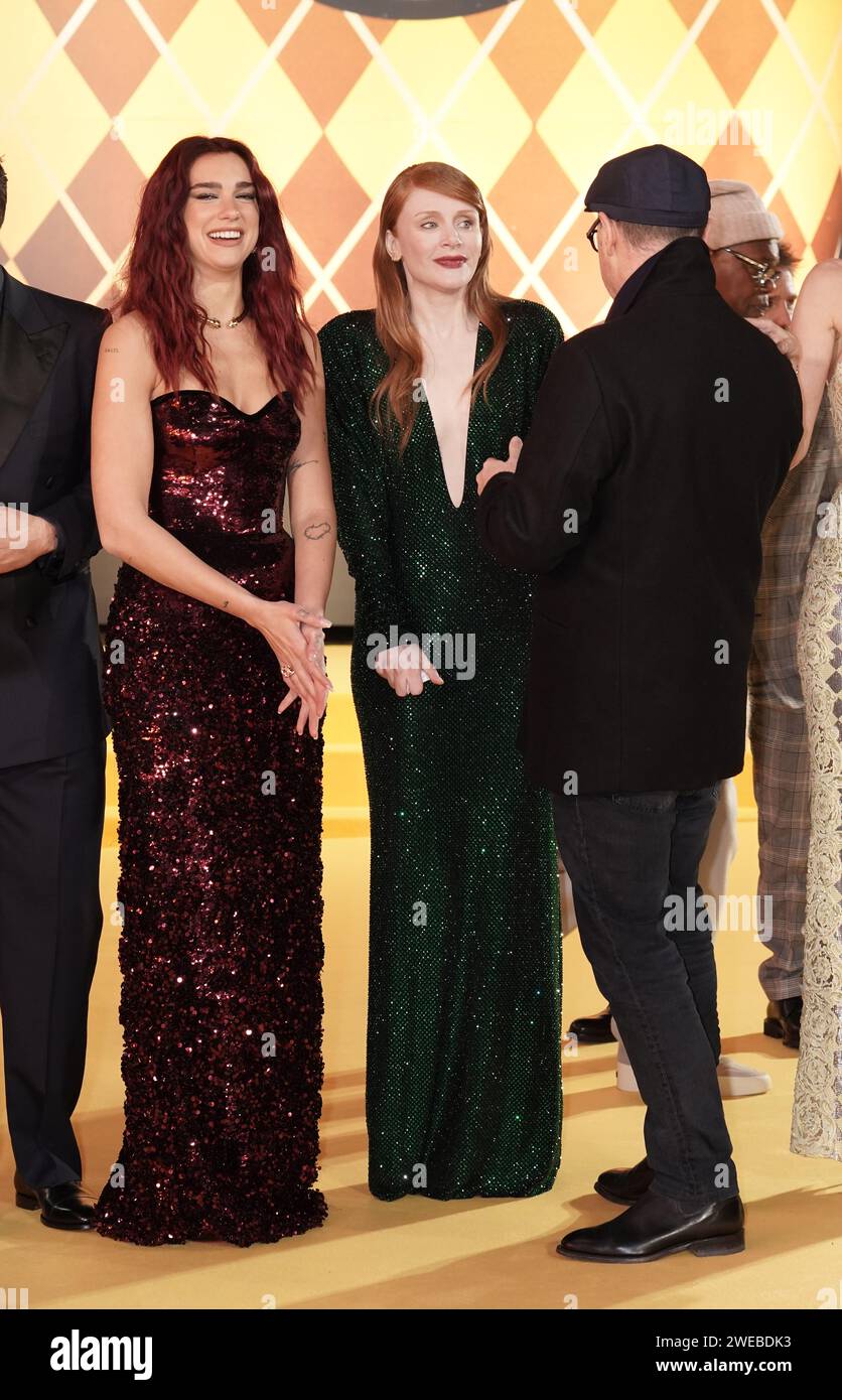 Dua Lipa and Bryce Dallas Howard arrive for the world premiere of Argylle  at the Odeon Luxe in London. Picture date: Wednesday January 24, 2024 Stock  Photo - Alamy