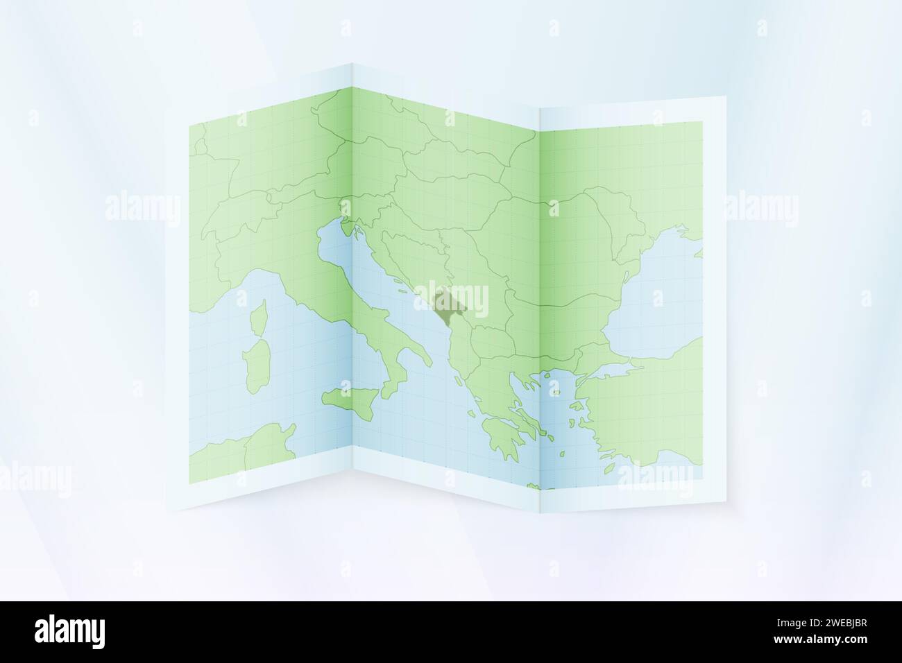 Montenegro map, folded paper with Montenegro map. Vector illustration. Stock Vector