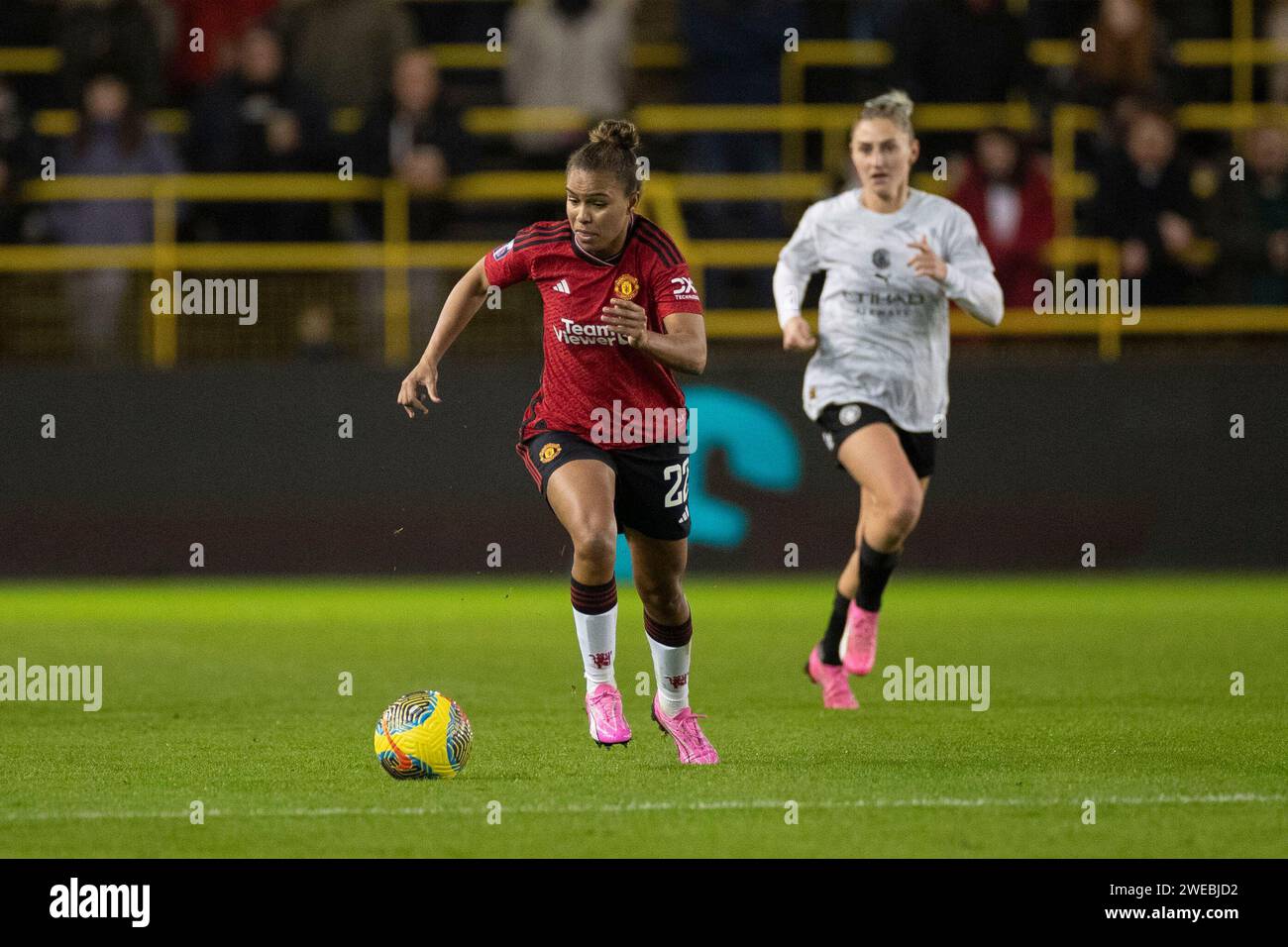 Nikita Parris #22 of Manchester United WFC during the THE FA Women's League Cup Group B match between Manchester City and Manchester United at the Joie Stadium, Manchester on Wednesday 24th January 2024. (Photo: Mike Morese | MI News) Credit: MI News & Sport /Alamy Live News Stock Photo