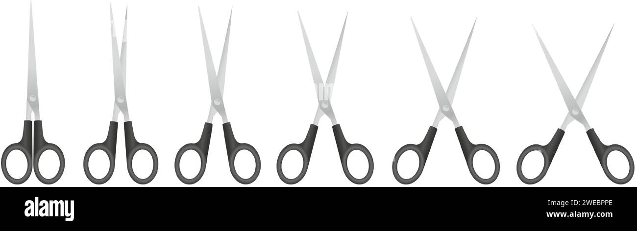 Set of black cutting scissors on a white background. Vector ...