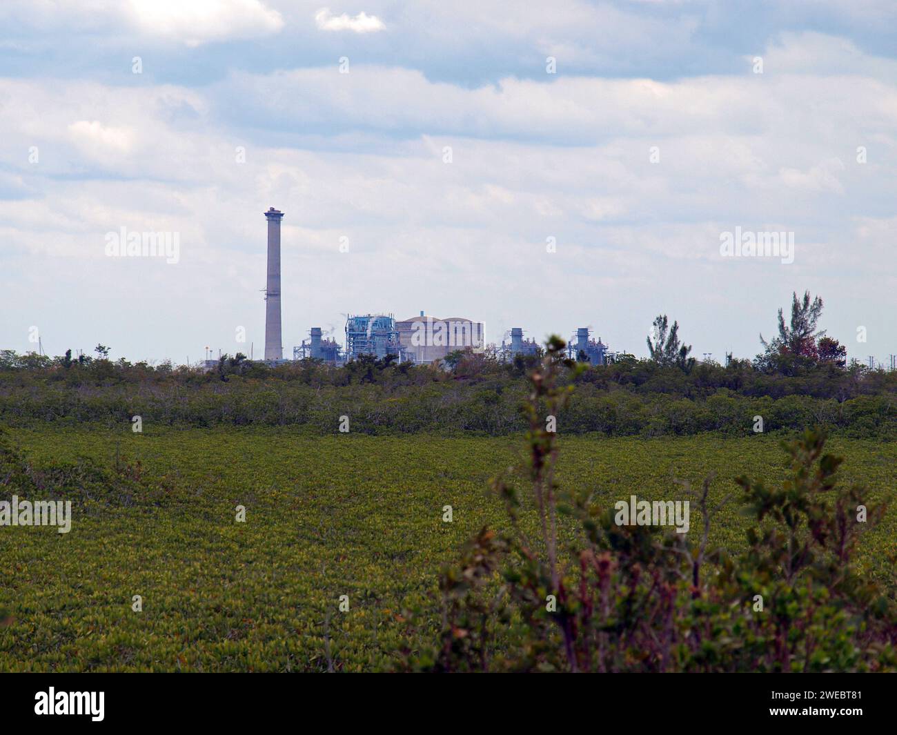 Homestead, Florida, United States - March 15, 2015: Turkey Point Nuclear Power Station in South Florida. This station is operated by FPL. Stock Photo