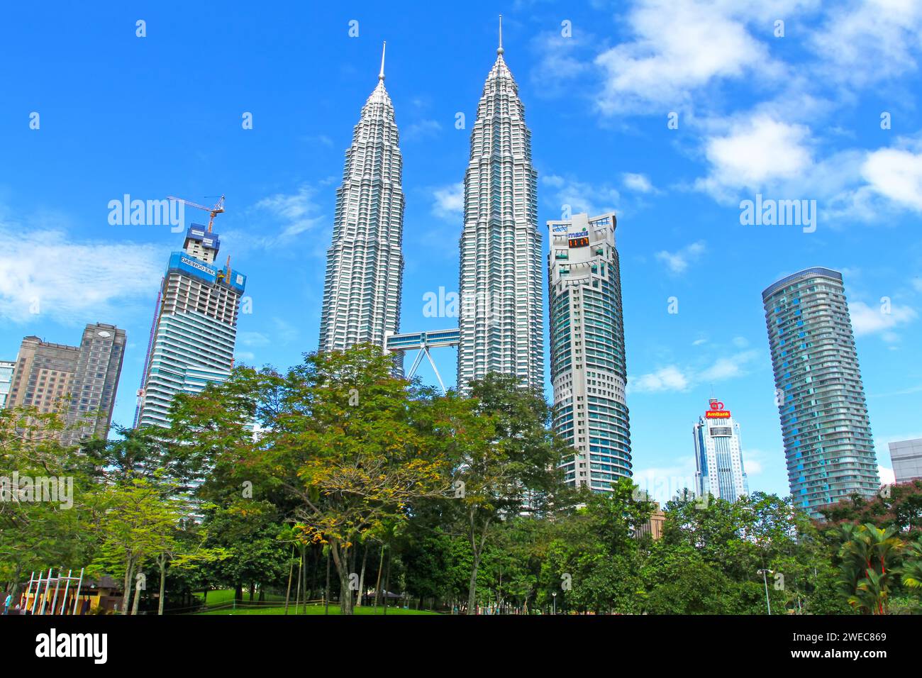 Petronas Twin Towers or KLCC as viewed from KLCC Park in Kuala Lumpur