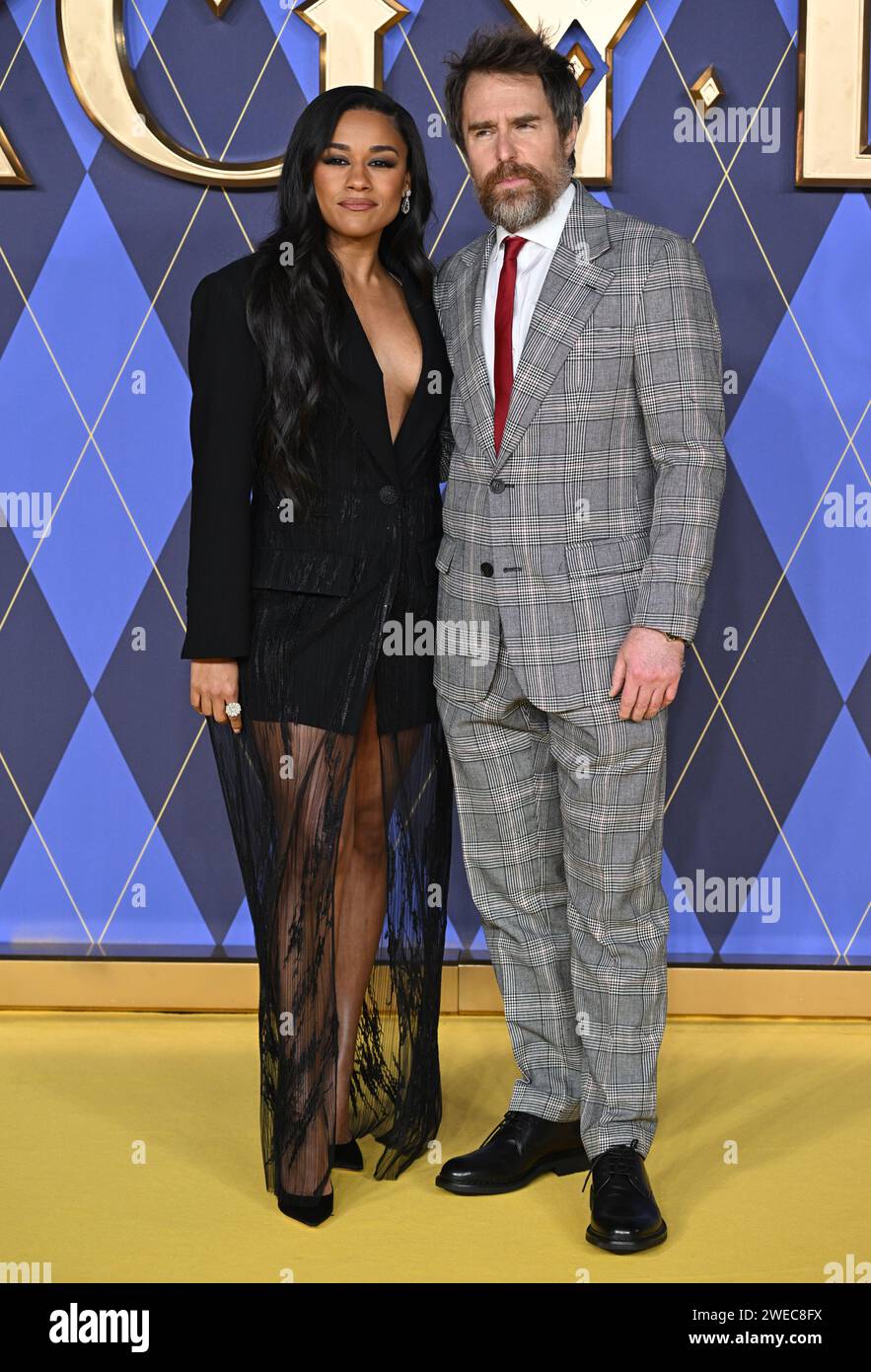 London, UK. January 24th, 2024. Ariana DeBose and Sam Rockwell arriving ...