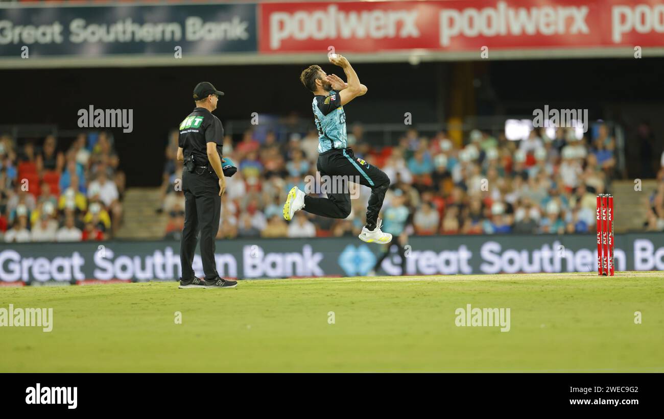 Gold Coast, Australia. 22nd Jan 2024. Michael Neser (20 Brisbane Heat) in action during the Big Bash League match between Brisbane Heat and Adelaide Stock Photo