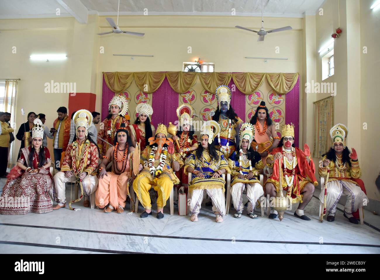 Bikaner, India. 22nd Jan, 2024. Devotees of Shree Ram Laxman Dussehra