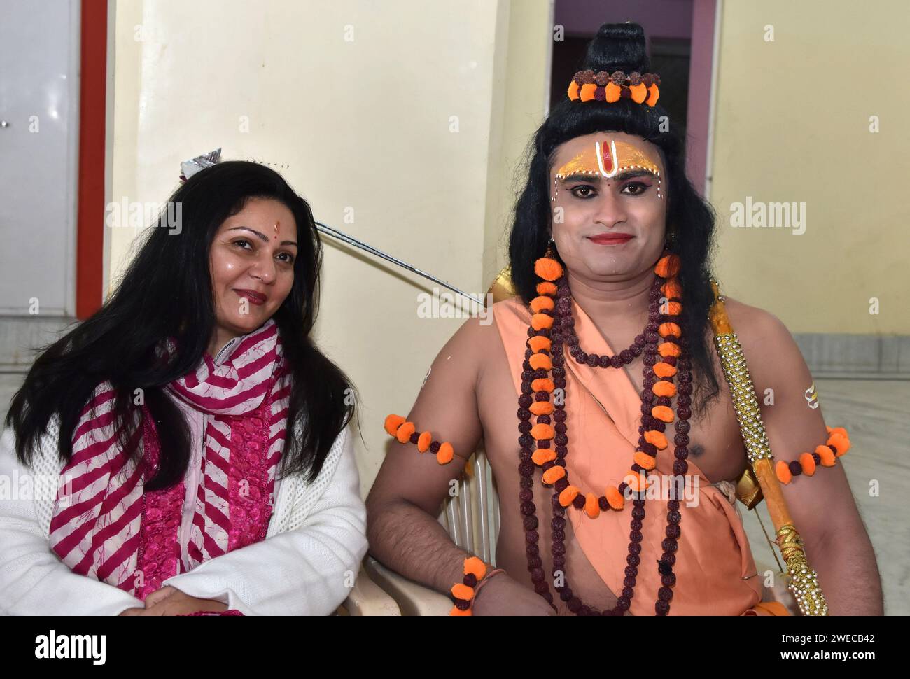 Bikaner, India. 22nd Jan, 2024. Devotees of Shree Ram Laxman Dussehra