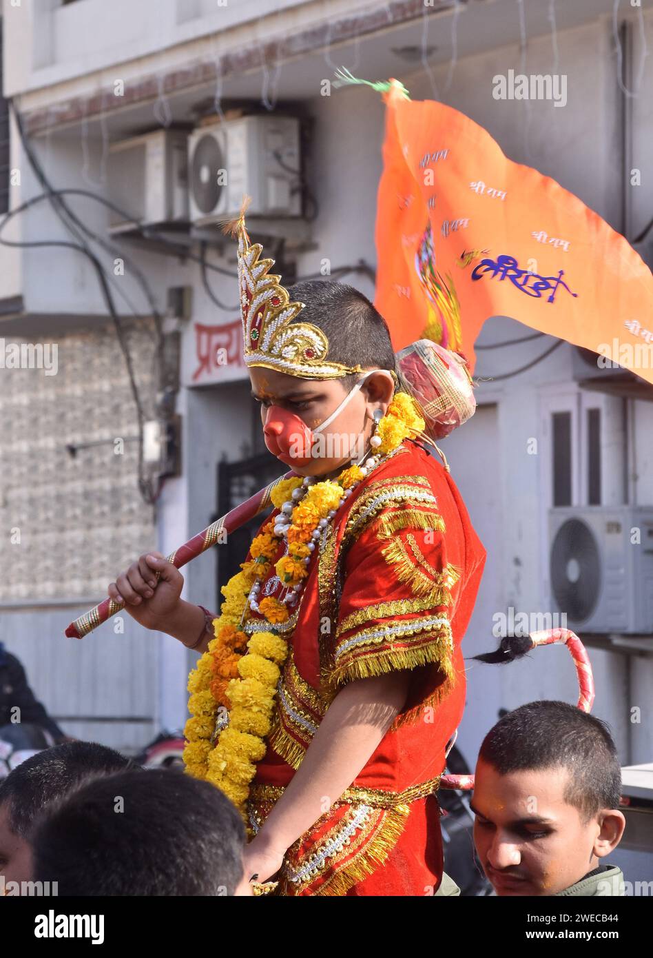 Bikaner, India. 22nd Jan, 2024. Devotees of Shree Ram Laxman Dussehra