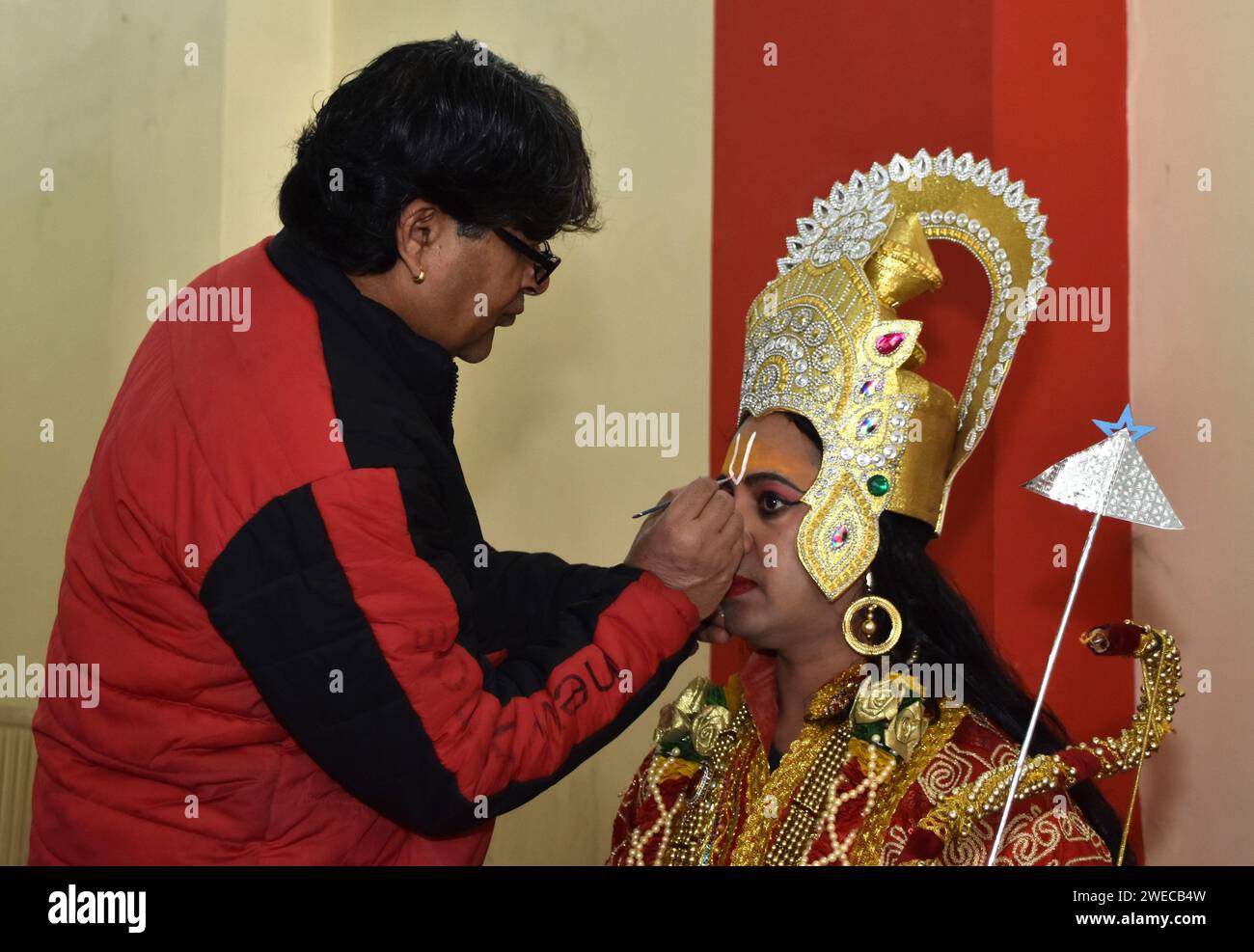 Bikaner, India. 22nd Jan, 2024. Devotees of Shree Ram Laxman Dussehra