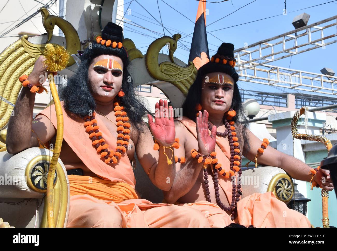 Bikaner, India. 22nd Jan, 2024. Devotees of Shree Ram Laxman Dussehra