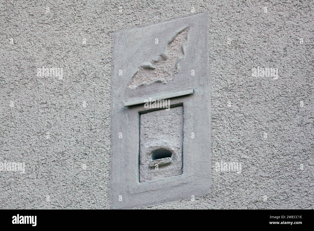 Nesting aids for bats on a house wall, Germany Stock Photo