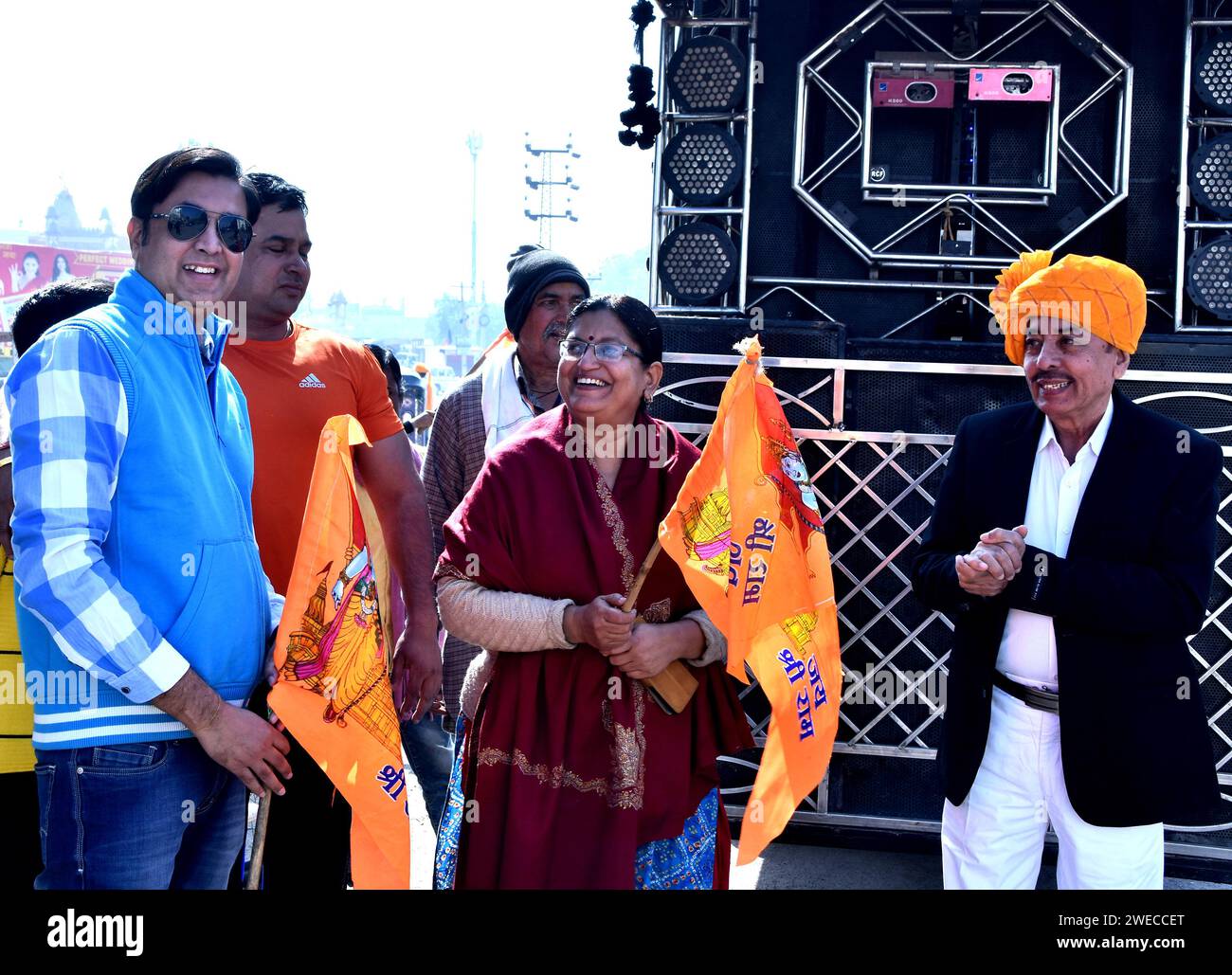 Bikaner, Rajasthan, India. 22nd Jan, 2024. Devotees of Shree Ram Laxman
