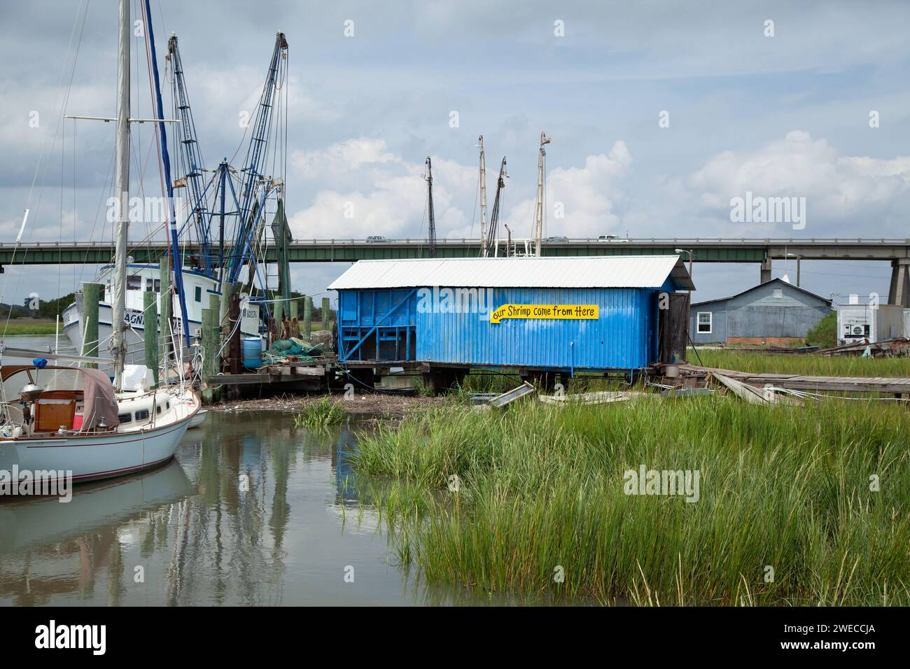 Coastal Landscape Scene in Tybee Island with Fishing Boats Gone