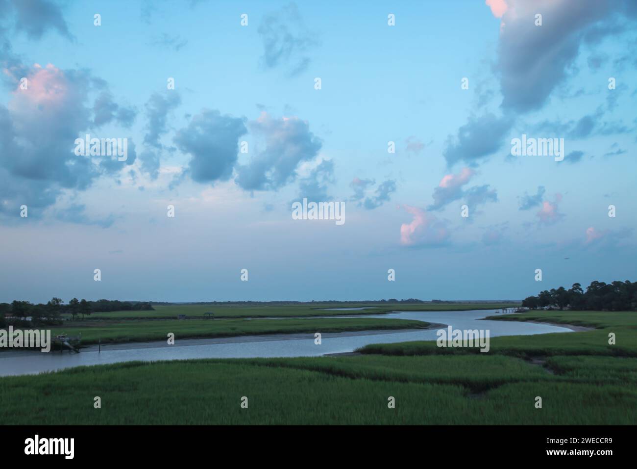 Coastal Landscape Scene in Tybee Island with Fishing Boats Gone