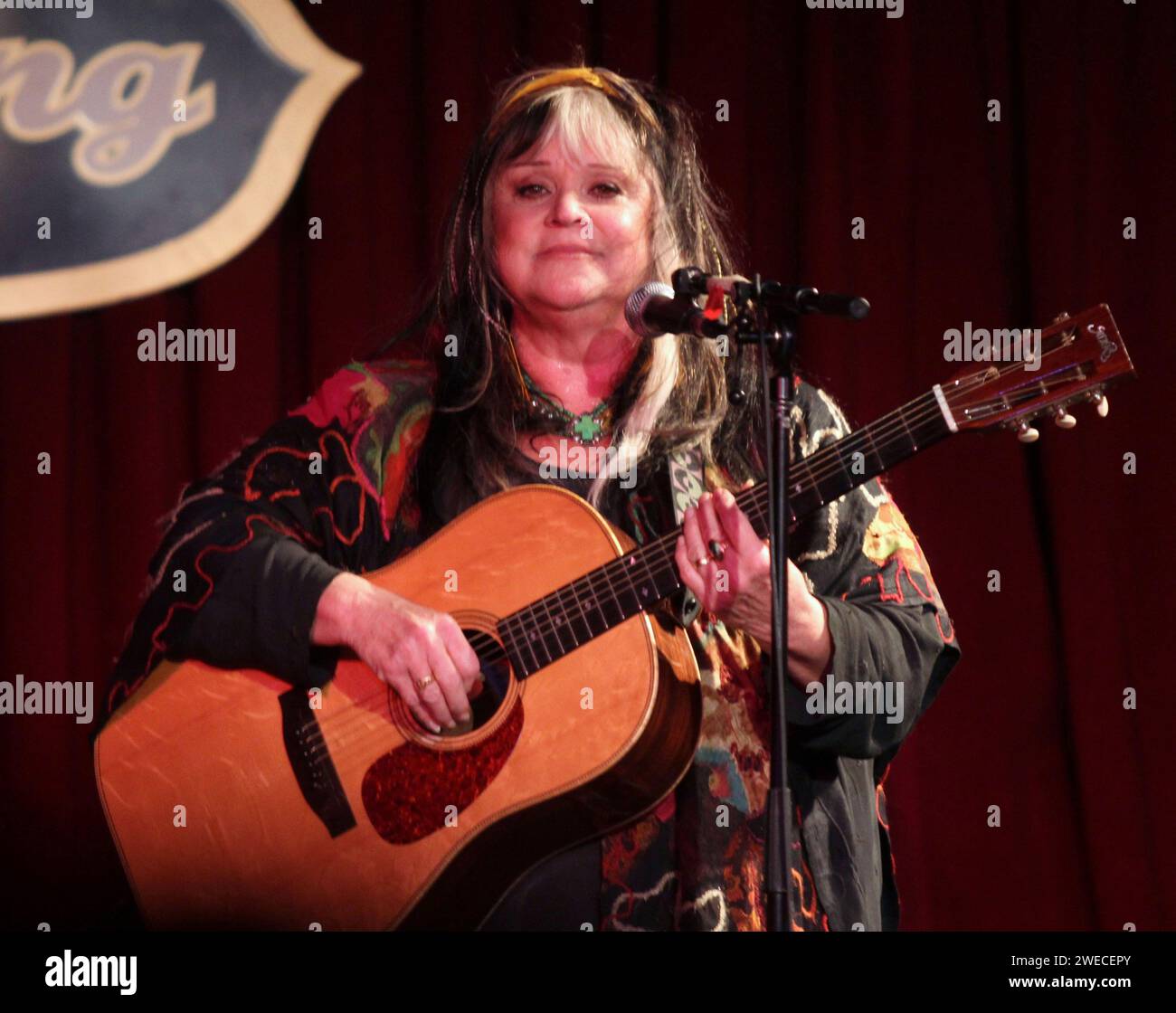 **FILE PHOTO** Melanie Has Passed Away.  Singer-songwriter Melanie Safka-Schekeryk, known professionally as simply Melanie who is best known for her hits from the late 60's and early 70's like 'Brand New Key,' 'Lay Down (Candles in the Rain),' 'Ruby Tuesday,' and 'What Have They Done to My Song Ma' performed at B.B. King Blues Club & Grill in New York City on April 7, 2012.  Photo Credit: Henry McGee/MediaPunch Stock Photo