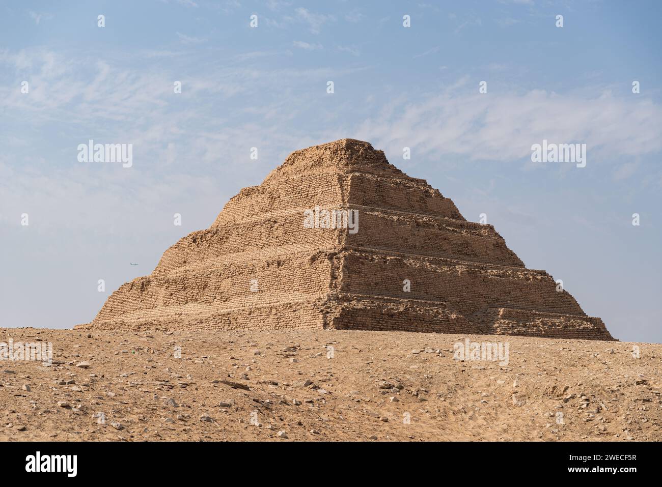 Djoser's Step Pyramid in Egypt: A testament to ancient architectural innovation and the pharaoh's enduring legacy. Stock Photo