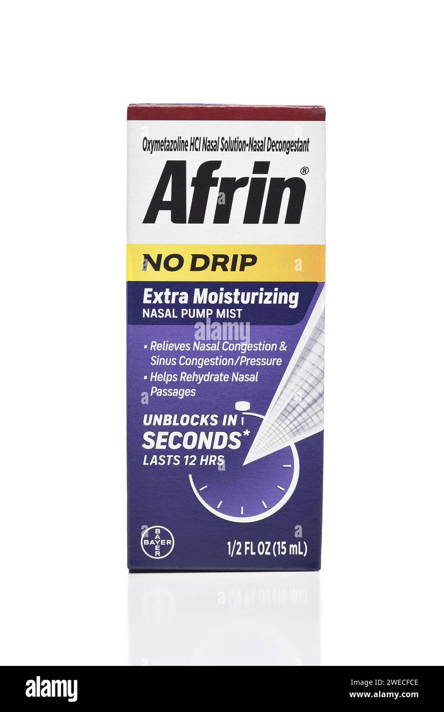 IRVINE, CALIFORNIA 20 JAN 2024 A package of Afrin Extra Moisturizing