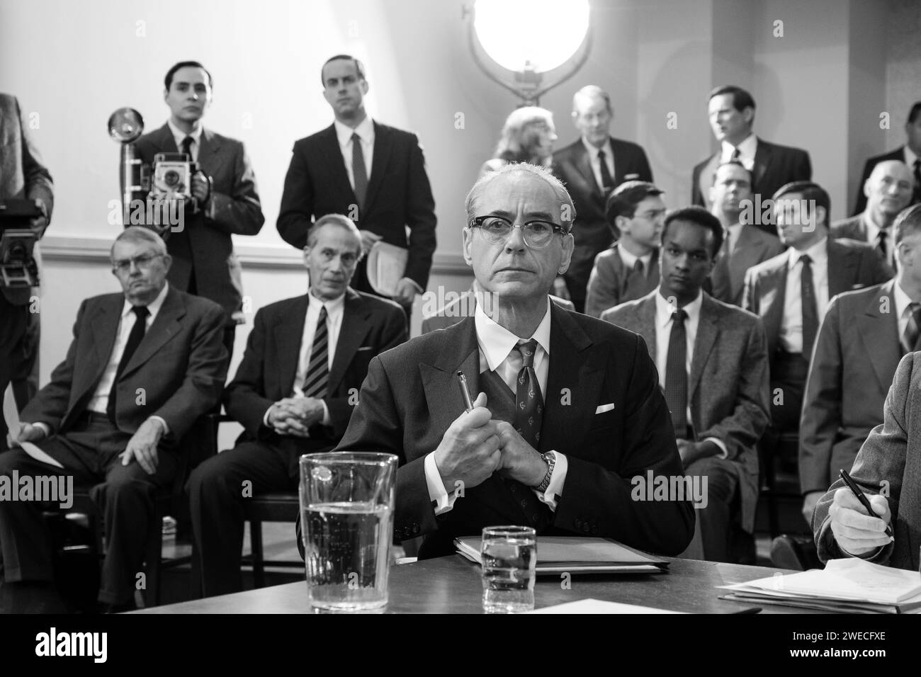 Oppenheimer (2023) directed by Christopher Nolan and starring Robert Downey Jr as Lewis Strauss. The story of American scientist, J. Robert Oppenheimer, and his role in the development of the atomic bomb. Publicity photograph ***EDITORIAL USE ONLY***. Credit: BFA / Melinda Sue Gordon / Universal Pictures Stock Photo