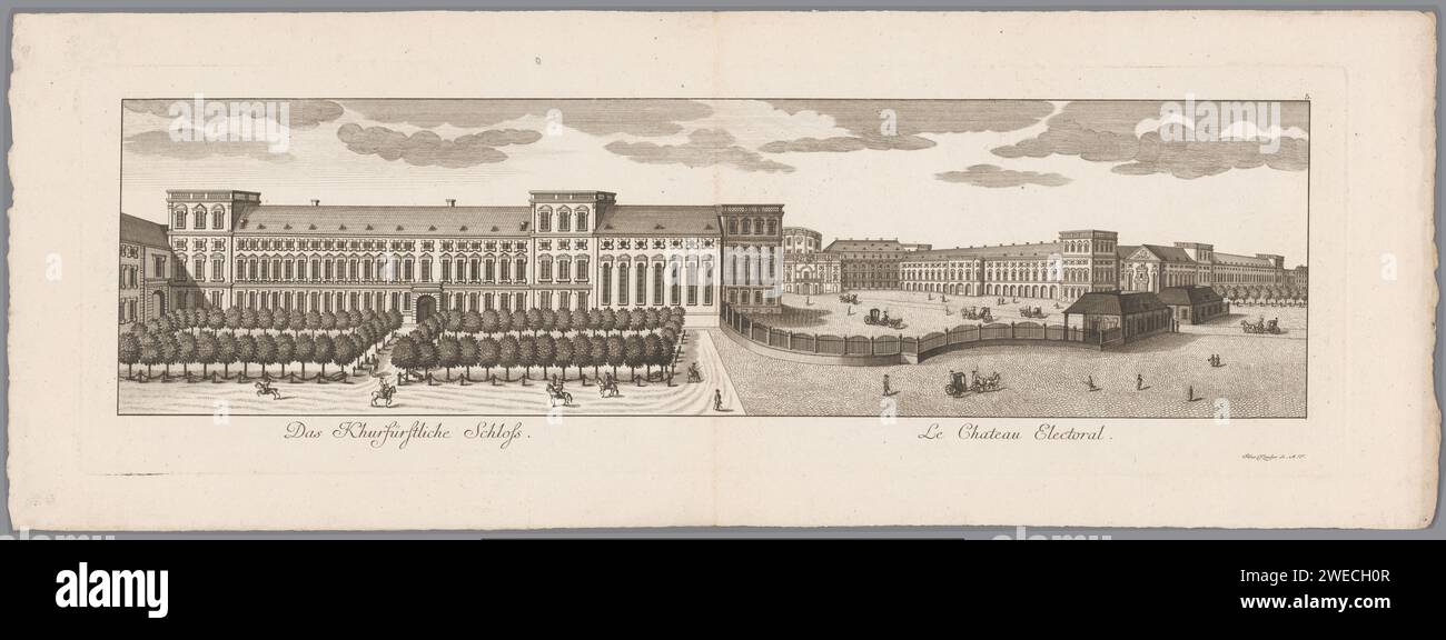 Test OP Castle Mannheim, Gebroeders Klauber, after Johann Franz von der Schlichten, 1782 print Numbered at the top right: 5. print maker: Augsburgpublisher: Mannheim paper etching / engraving palace Mannheim Stock Photo