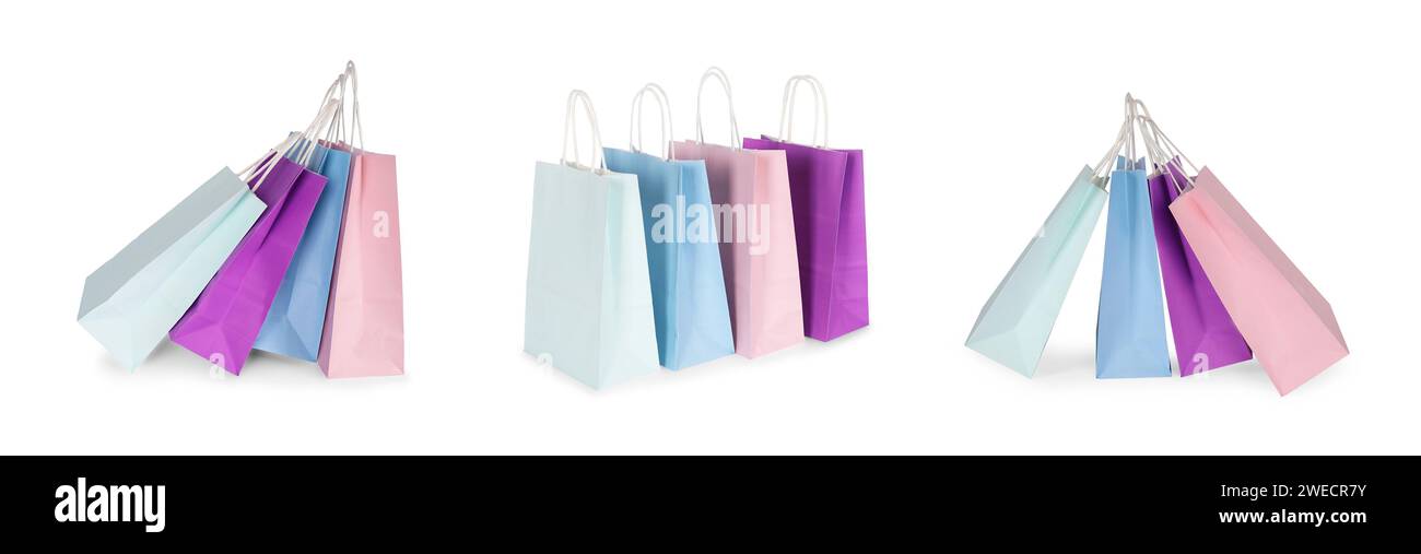 Colorful shopping bags isolated on white, set Stock Photo - Alamy