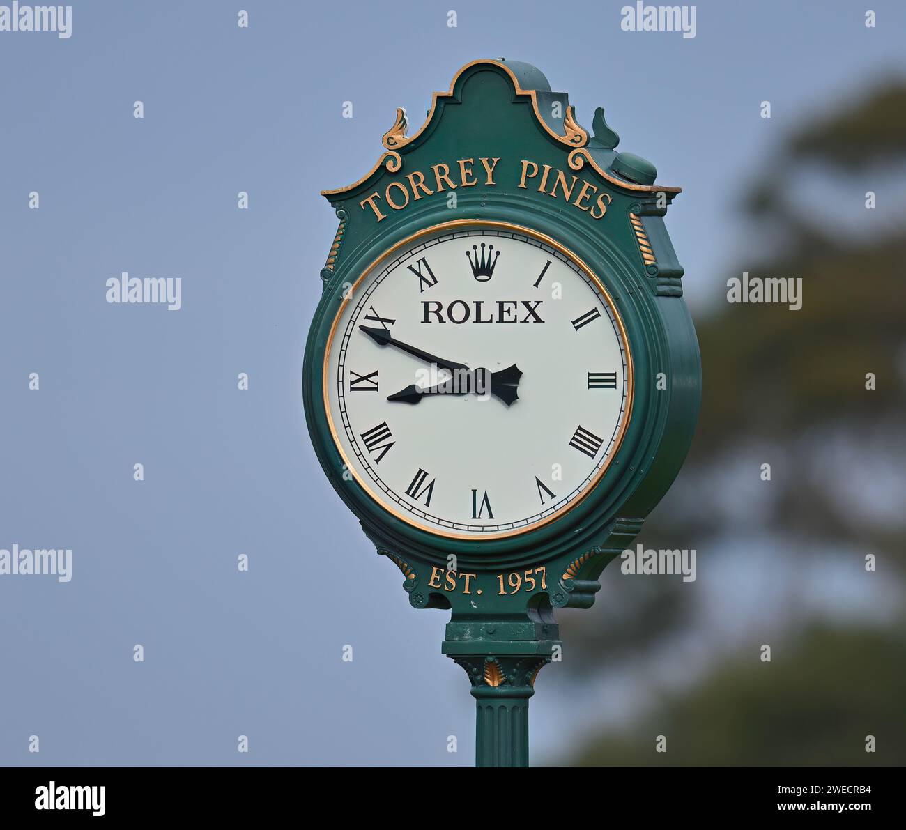 Insurance Clock San Diego, California, USA. 24th Jan, 2024. The clock at Torrey Pines ...