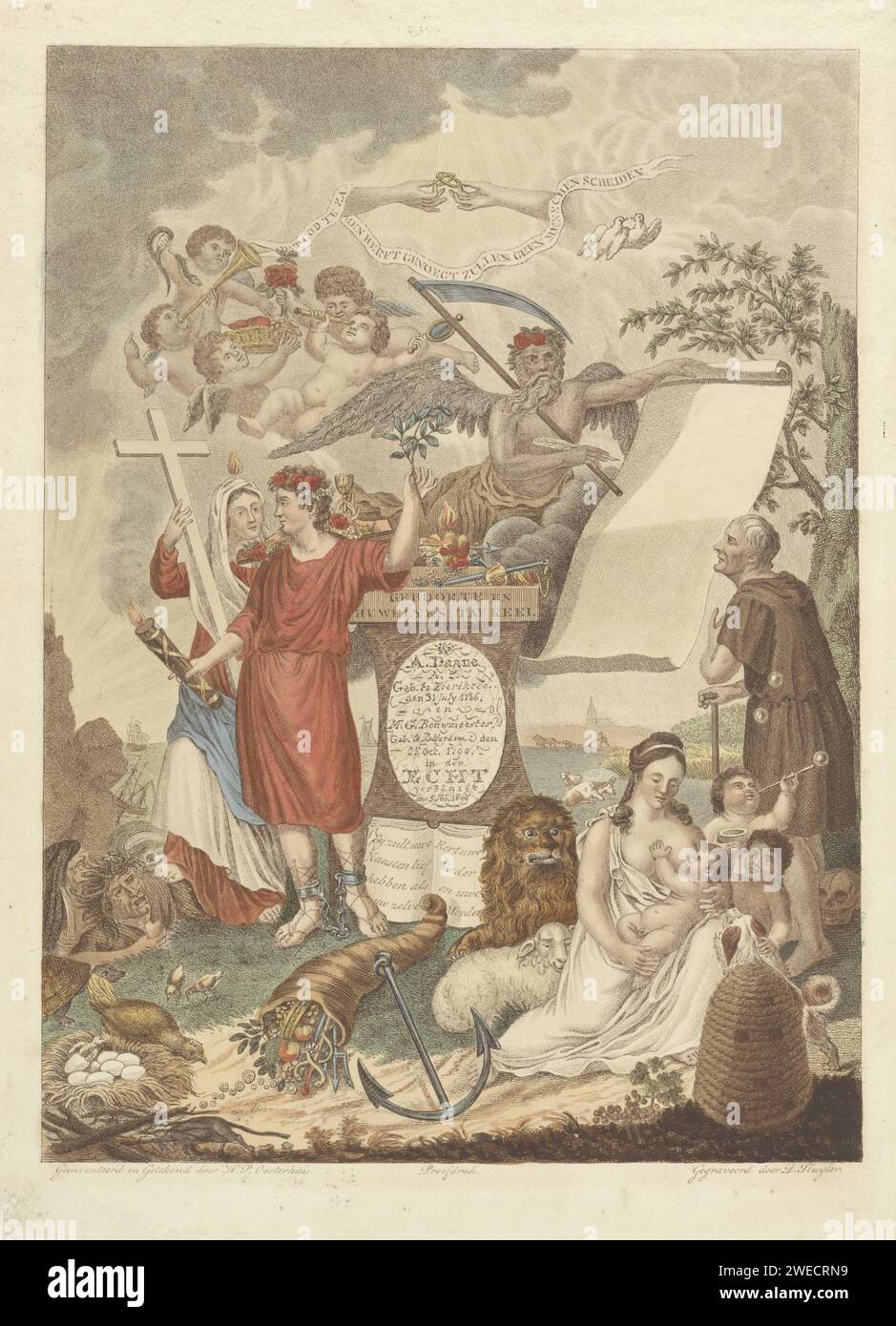 Birth and wedding scene, Dirk Sluyter, After Haatje Pieters Oosterhuis ...
