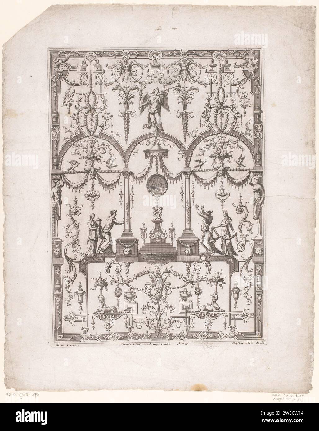 Composition with Fama and Januskop, Gottfried Stein, After Jean Berain ...