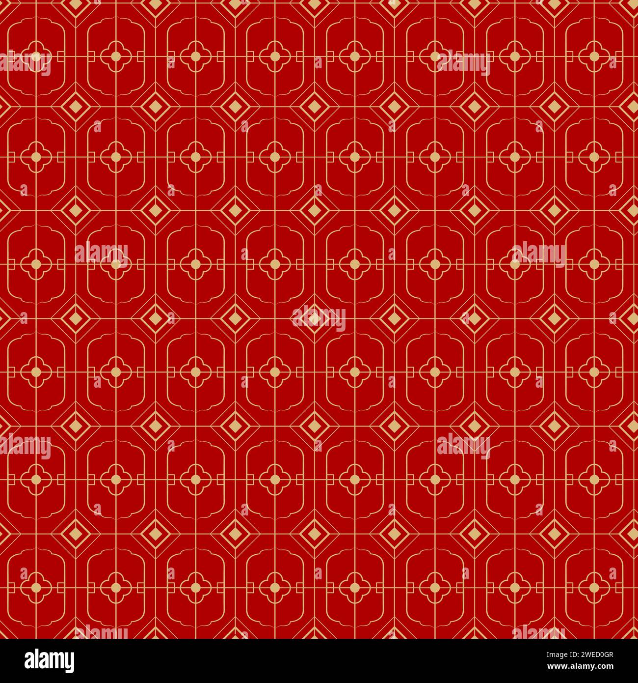 Oriental Chinese style seamless pattern on red background vector design Stock Vector