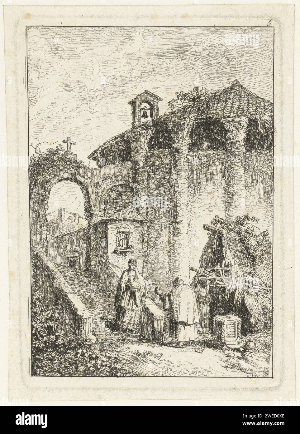 Antique Tempel, Hubert Robert, 1763 - 1766 print A church built in a ...