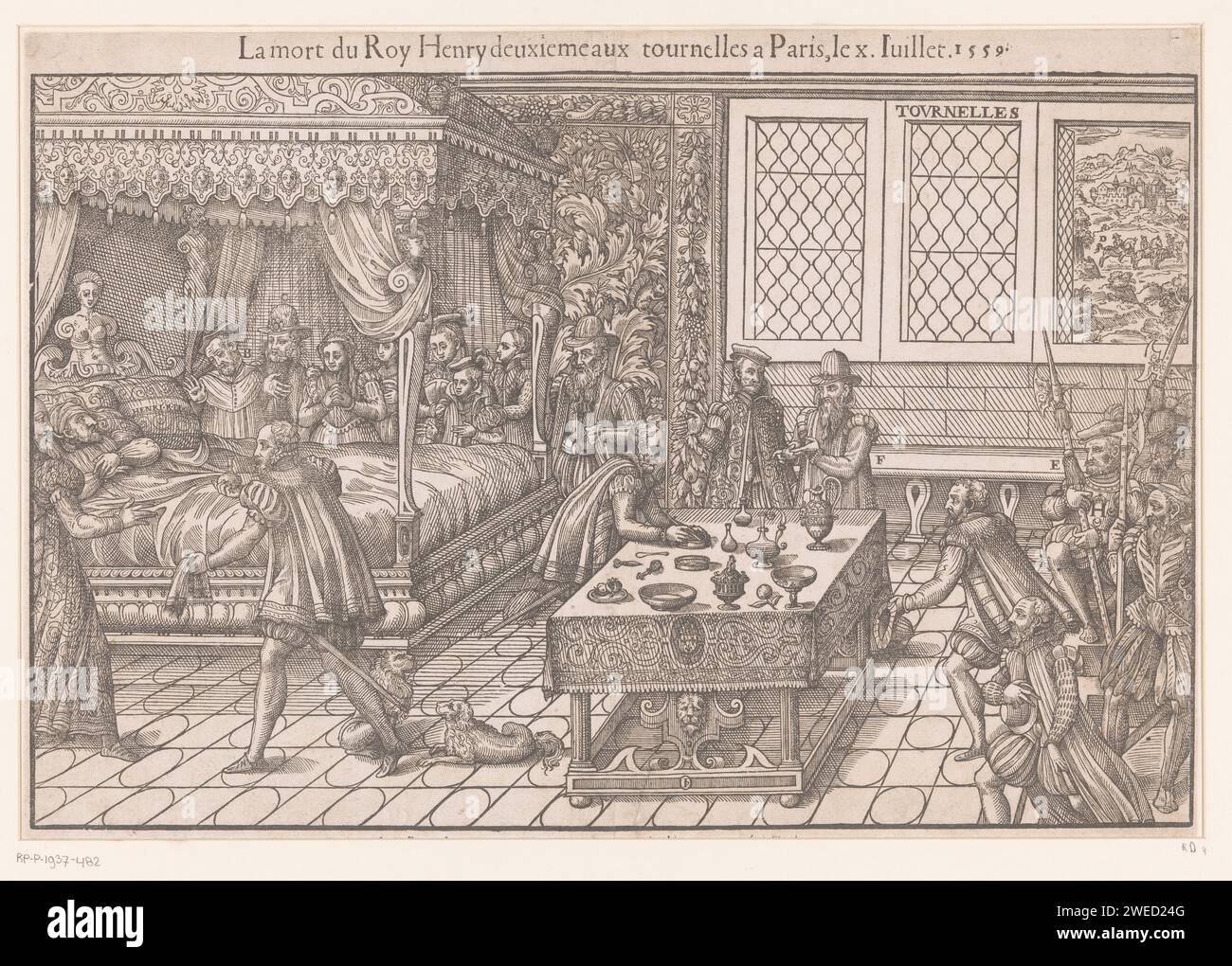 Hendrik II on his deathbed, Jean Perrissin, after Jacques Tortorel ...