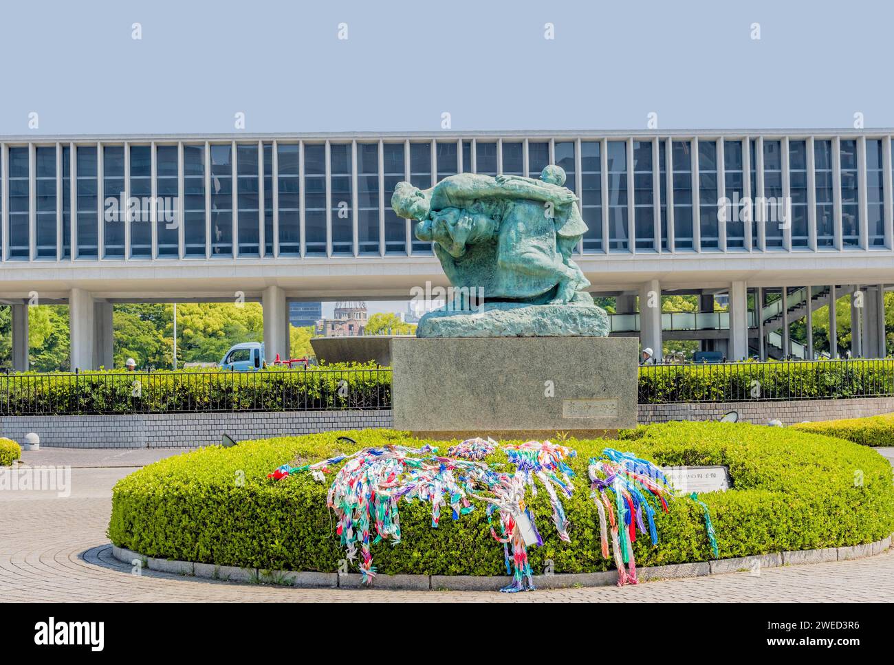 Statue of woman with children at entrance to Peace Memorial Park in Hiroshima, Japan Stock Photo
